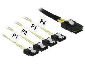 Delock Kabel Mini SAS SFF-8087 > 4 x SATA 7 Pin 1 m Metall