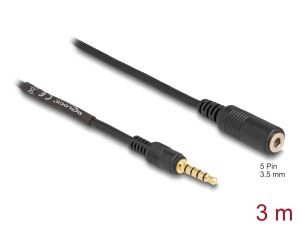 Delock Verlängerungskabel Klinke 3,5 mm 5 Pin Stecker zu Buchse 3 m schwarz