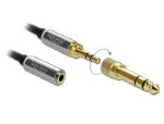 Delock Klinkenverlängerungskabel 3,5 mm 3 Pin Stecker zu Buchse mit 6,35 mm Schraubadapter 1 m