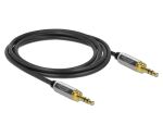Delock Klinkenkabel 3,5 mm 3 Pin Stecker zu Stecker mit Schraubadapter 2 m