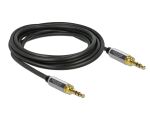 Delock Klinkenkabel 3,5 mm 3 Pin Stecker zu Stecker mit Schraubadapter 3 m