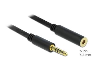 Delock Verlängerungskabel Klinke 4,4 mm 5 Pin Stecker zu Buchse 2 m schwarz