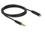 Delock Verlängerungskabel Klinke 4,4 mm 5 Pin Stecker zu Buchse 2 m schwarz