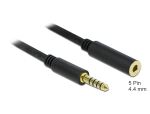 Delock Verlängerungskabel Klinke 4,4 mm 5 Pin Stecker zu Buchse 5 m schwarz