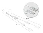 Delock USB 2 in 1 Aufrollkabel Typ-A zu Micro-B und USB-C™ weiß / silber
