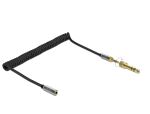 Delock Spiralkabel Verlängerung 3,5 mm 3 Pin Klinkenstecker zu Klinkenbuchse mit 6,35 mm Schraubadapter 2 m