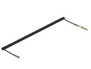 Delock Spiralkabel Verlängerung 3,5 mm 3 Pin Klinkenstecker zu Klinkenbuchse mit 6,35 mm Schraubadapter 5 m