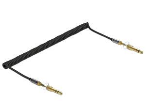 Delock Spiralkabel 3,5 mm 3 Pin Klinkenstecker zu Klinkenstecker mit Schraubadapter 3 m