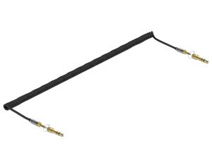 Delock Spiralkabel 3,5 mm 3 Pin Klinkenstecker zu Klinkenstecker mit Schraubadapter 5 m