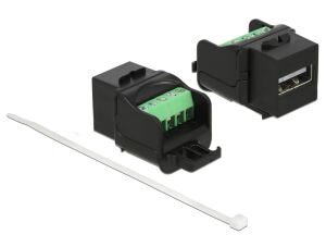 Delock Keystone Modul USB 2.0 A Buchse zu Terminalblock schwarz