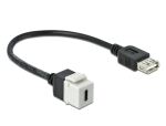 Delock Keystone Modul USB 2.0 C Buchse > USB 2.0 A Buchse mit Kabel