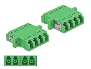 Delock LWL Kupplung LC Quad Buchse zu LC Quad Buchse Singlemode 2 Stück grün
