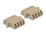 Delock LWL Kupplung LC Quad Buchse zu LC Quad Buchse Multimode 2 Stück beige