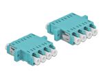 Delock LWL Kupplung LC Quad Buchse zu LC Quad Buchse Multimode 2 Stück hellblau