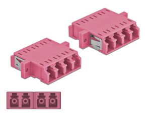 Delock LWL Kupplung LC Quad Buchse zu LC Quad Buchse Multimode 2 Stück violett