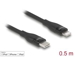 Delock Daten- und Ladekabel USB Type-C™ zu Lightning™ für iPhone™, iPad™ und iPod™ schwarz 0,5 m MFi