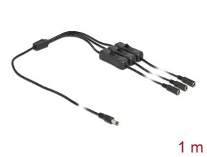 Delock Kabel DC 5,5 x 2,1 mm Stecker zu 3 x DC Buchse mit Schalter 1 m
