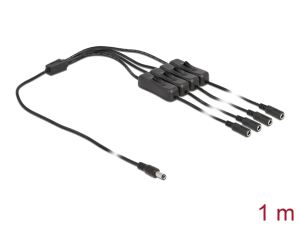 Delock Kabel DC 5,5 x 2,1 mm Stecker zu 4 x DC Buchse mit Schalter 1 m