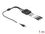 Delock Kabel USB Typ-A Stecker zu 3 x DC 5,5 x 2,1 mm Buchse mit Schalter 1 m