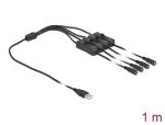 Delock Kabel USB Typ-A Stecker zu 4 x DC 5,5 x 2,1 mm Buchse mit Schalter 1 m