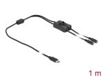 Delock Kabel USB Type-C™ Stecker zu 2 x DC 5,5 x 2,1 mm Buchse mit Schalter 1 m