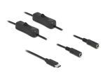 Delock Kabel USB Type-C™ Stecker zu 2 x DC 5,5 x 2,1 mm Buchse mit Schalter 1 m