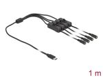 Delock Kabel USB Type-C™ Stecker zu 4 x DC 5,5 x 2,1 mm Buchse mit Schalter 1 m