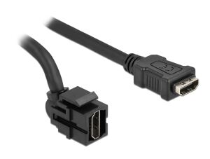 Delock Keystone Modul HDMI Buchse 250° > HDMI Buchse mit Kabel schwarz