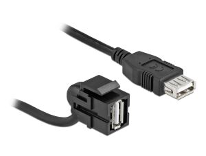 Delock Keystone Modul USB 2.0 A Buchse 110° > USB 2.0 A Buchse mit Kabel schwarz