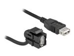 Delock Keystone Modul USB 2.0 A Buchse 110° > USB 2.0 A Buchse mit Kabel schwarz