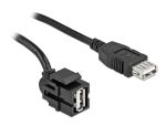 Delock Keystone Modul USB 2.0 A Buchse 250° > USB 2.0 A Buchse mit Kabel schwarz