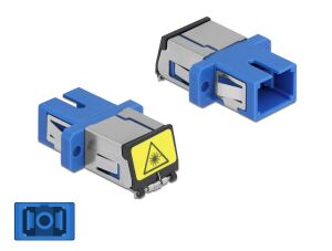 Delock LWL Kupplung mit Laserschutzklappe SC Simplex Buchse zu SC Simplex Buchse Singlemode blau