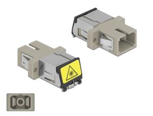 Delock LWL Kupplung mit Laserschutzklappe SC Simplex Buchse zu SC Simplex Buchse Multimode beige
