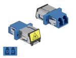 Delock LWL Kupplung mit Laserschutzklappe LC Duplex Buchse zu LC Duplex Buchse Singlemode blau