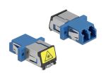 Delock LWL Kupplung mit Laserschutzklappe LC Duplex Buchse zu LC Duplex Buchse Singlemode blau