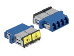 Delock LWL Kupplung mit Laserschutzklappe LC Quad Buchse zu LC Quad Buchse Singlemode blau