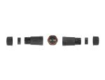Delock Kabelverbinder für Außenbereich 2 Pin, IP68 wasserdicht, schraubbar, Kabeldurchmesser 4,5 - 7,5 mm schwarz