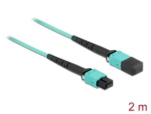 Delock LWL Kabel MPO Buchse zu MPO Buchse 12 Fasern, Polarität A, Multimode OM4, 50/125 µm, 2 m