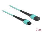 Delock LWL Kabel MPO Buchse zu MPO Buchse 12 Fasern, Polarität B, Multimode OM4, 50/125 µm, 2 m