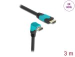 Delock High Speed HDMI Kabel Stecker gerade zu Stecker 90° unten gewinkelt 48 Gbps 8K 60 Hz 3 m