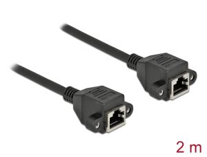 Delock Netzwerk Verlängerungskabel S/FTP RJ45 Buchse zu RJ45 Buchse Cat.6A 2 m schwarz