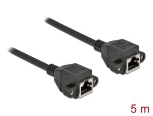 Delock Netzwerk Verlängerungskabel S/FTP RJ45 Buchse zu RJ45 Buchse Cat.6A 5 m schwarz