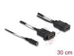 Delock HDMI Kabel 4K 60 Hz mit DC Einspeisung 2,1 x 5,5 mm 0,30 m zum Einbau