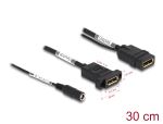 Delock DisplayPort Kabel 4K 60 Hz mit DC Einspeisung 2,1 x 5,5 mm 0,30 m zum Einbau