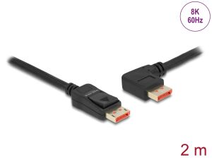 Delock DisplayPort Kabel Stecker gerade zu Stecker 90° links gewinkelt 8K 60 Hz 2 m
