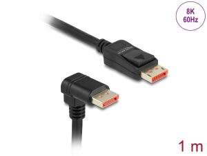 Delock DisplayPort Kabel Stecker gerade zu Stecker 90° unten gewinkelt 8K 60 Hz 1 m