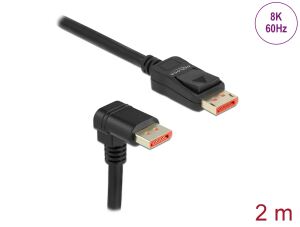 Delock DisplayPort Kabel Stecker gerade zu Stecker 90° unten gewinkelt 8K 60 Hz 2 m