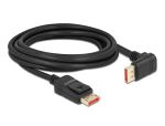 Delock DisplayPort Kabel Stecker gerade zu Stecker 90° unten gewinkelt 8K 60 Hz 3 m