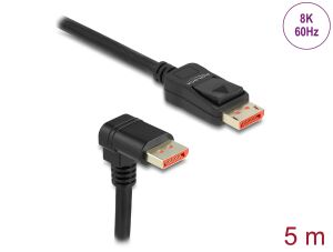 Delock DisplayPort Kabel Stecker gerade zu Stecker 90° unten gewinkelt 8K 60 Hz 5 m