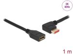 Delock DisplayPort Verlängerungskabel Stecker 90° links gewinkelt zu Buchse 8K 60 Hz 1 m